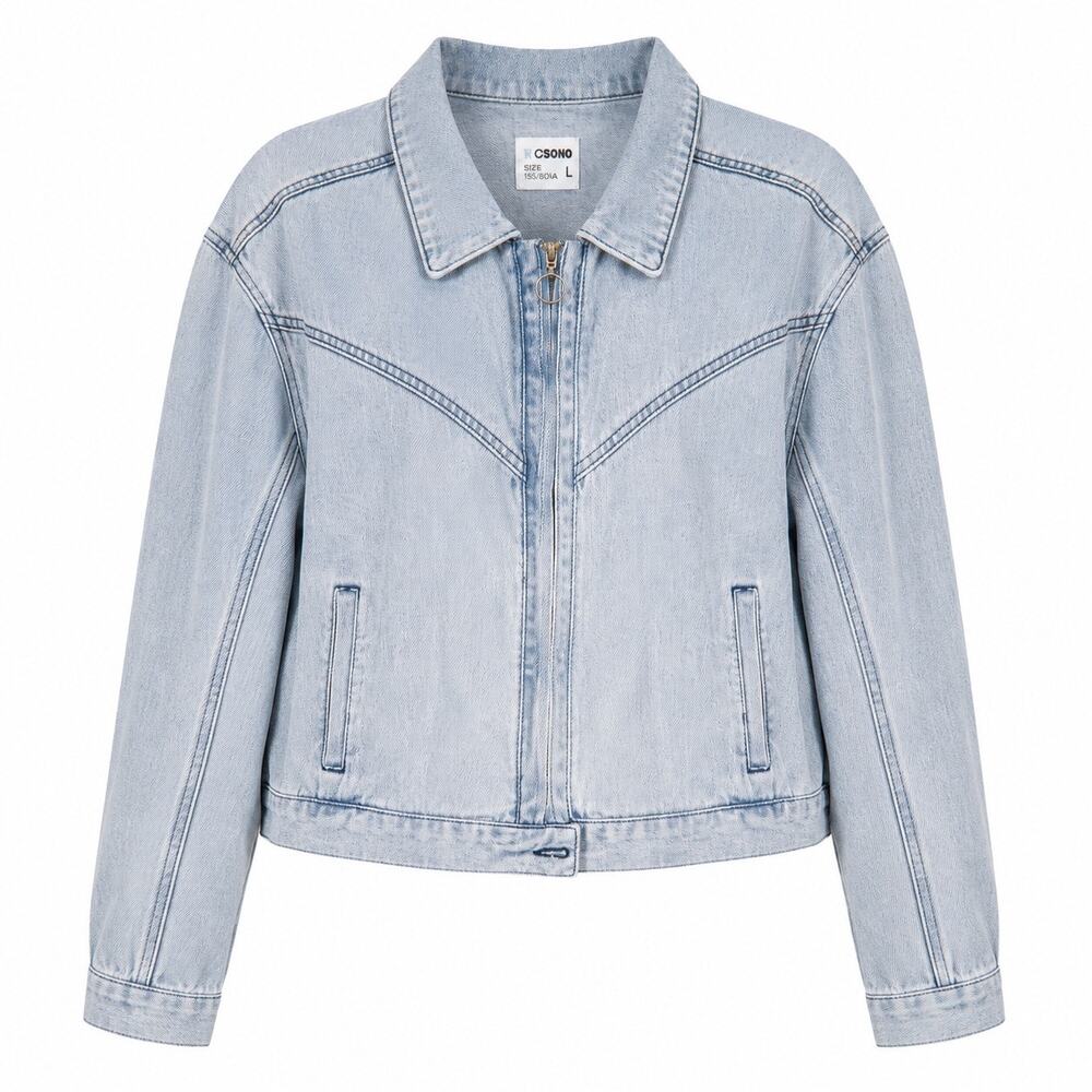 Denim Jacket Women‎ Large Cropped Bow Embroidered Applique Coquette Light Wash